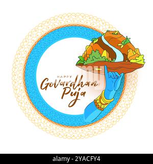 accrocheur govardhan puja arrière-plan religieux en l'honneur du seigneur krishna vecteur Illustration de Vecteur