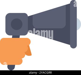 Main tient un mégaphone et fait une annonce Illustration de Vecteur
