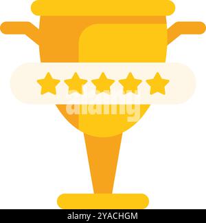Trophée d'or décoré de cinq étoiles, représentant le concept d'un excellent service à la clientèle et d'une expérience de premier ordre Illustration de Vecteur
