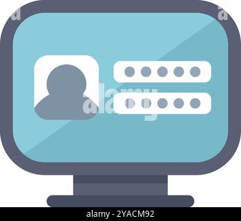Ordinateur affiche un profil utilisateur avec login et mot de passe formulaire, concept de compte utilisateur, login, nom d'utilisateur, mot de passe, sécurité Illustration de Vecteur