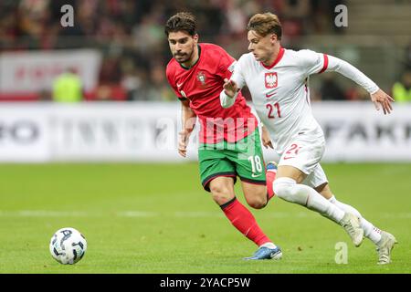 Ruben Neves du Portugal (G) et Nicola Zalewski de Pologne (d) en action lors du match de l'UEFA Nations League 2024 League A Group A1 entre la Pologne et le Portugal , au PGE Narodowy. Score final : Pologne 1:3 Portugal (photo de Grzegorz Wajda / SOPA images/SIPA USA) Banque D'Images