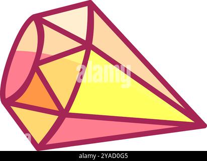 Une forme géométrique colorée brillante imitant un cristal se trouve sur un fond blanc avec une combinaison de nuances jaunes et roses qui attrapent le Illustration de Vecteur