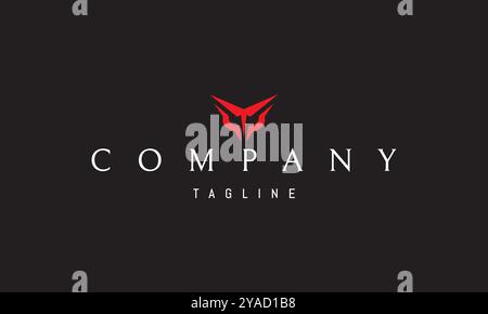 Logo rouge vectoriel avec une image abstraite d'un hibou dans un style futuriste. Illustration de Vecteur