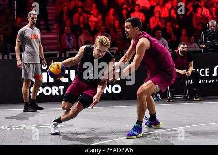 , - 13 OCTOBRE : Norbert Thelissen - Utrecht, Mihailo Vasic - Liman lors du match FIBA 3x3 World Tour Amsterdam 2024 entre Liman et Utrecht au Gasthouder le 13 octobre 2024 à Amsterdam, pays-Bas. (Photo de Edwin J.H. de Vries/Orange Pictures) crédit : Orange pics BV/Alamy Live News Banque D'Images