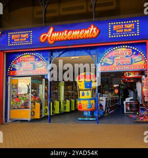 Nessa's Slots Amusement Arcade et machines à sous à Barry Island, South Wales, Royaume-Uni. Prise en octobre 2024. Banque D'Images