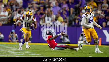 Baton Rouge, États-Unis. 12 octobre 2024. JOSH WILLIAMS (18 ans) court pour les yards pendant le match entre les Ole Miss Rebels et les LSU Tigers le 12 octobre 2024 au Tiger Stadium de Baton Rouge, en Louisiane. (Photo par : Jerome Hicks/Sipa USA) crédit : Sipa USA/Alamy Live News Banque D'Images