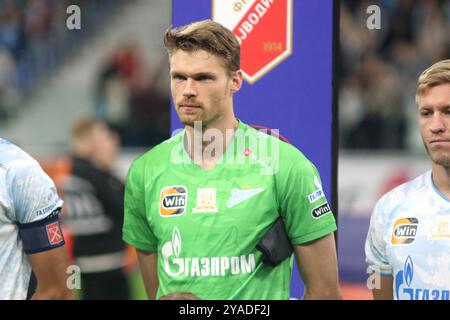 Saint-Pétersbourg, Russie. 12 octobre 2024. Denis Adamov (16 ans) de Zenit vu lors du match de football Winline Super Series entre Zenit Saint-Pétersbourg et Voïvodine Serbie à Gazprom Arena. Score final ; Zenit 4:1 Voïvodine. Crédit : SOPA images Limited/Alamy Live News Banque D'Images