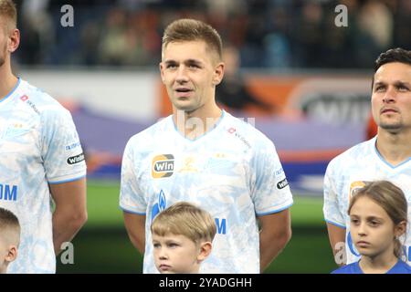 Yuri Gorshkov (4) de Zenit vu en action lors du match de football Winline Super Series entre Zenit Saint-Pétersbourg et Voïvodine Serbie à Gazprom Arena. Score final ; Zenit 4:1 Voïvodine. (Photo de Maksim Konstantinov / SOPA images/SIPA USA) Banque D'Images