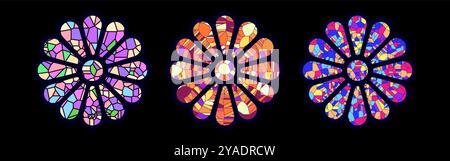 Ensemble d'illustration vectorielle de rosace de verre teinté Illustration de Vecteur