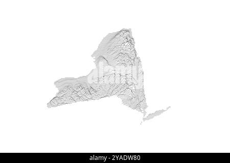 Carte ridgeline de New York représentant une topographie variée des plaines côtières aux sommets des Adirondacks Illustration de Vecteur