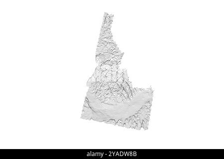 Carte de la ligne de crête de l'Idaho illustrant une topographie variée de la plaine de la rivière Snake aux montagnes Rocheuses Illustration de Vecteur