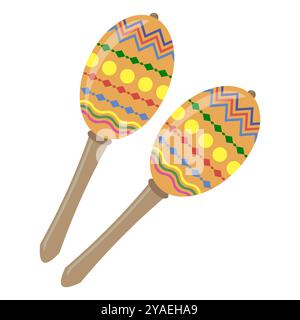 Maracas mexicains musicaux isolate4d sur fond blanc. Symbole Cinco de maya. Illustration de Vecteur
