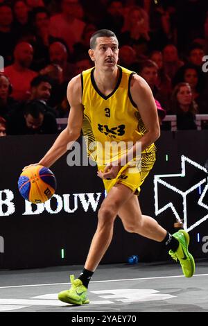 , - 13 OCTOBRE : Strahinja Stojacic - Ub lors du match de finale FIBA 3x3 World Tour Amsterdam 2024 entre Ub et Liman au Gasthouder le 13 octobre 2024 à Amsterdam, pays-Bas. (Photo de Edwin J.H. de Vries/Orange Pictures) crédit : Orange pics BV/Alamy Live News Banque D'Images