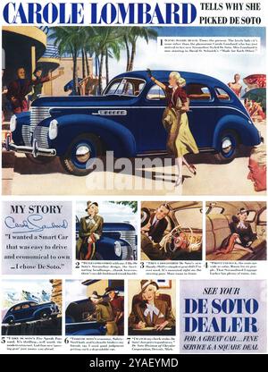 1938 DeSoto ad avec Carole Lombard Banque D'Images