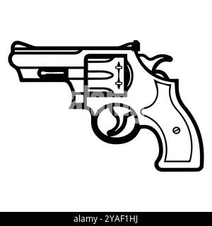 icône de revolver ou symbole de ligne moderne. Dessin au trait vectoriel et conception d'icône avec contour audacieux. Noir et blanc Pixel Perfect symbole minimaliste isolé whi Illustration de Vecteur