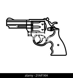 icône de revolver ou symbole de ligne moderne. Dessin au trait vectoriel et conception d'icône avec contour audacieux. Noir et blanc Pixel Perfect symbole minimaliste isolé whi Illustration de Vecteur