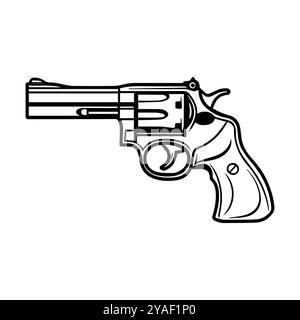 icône de revolver ou symbole de ligne moderne. Dessin au trait vectoriel et conception d'icône avec contour audacieux. Noir et blanc Pixel Perfect symbole minimaliste isolé whi Illustration de Vecteur