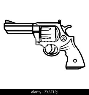 icône de revolver ou symbole de ligne moderne. Dessin au trait vectoriel et conception d'icône avec contour audacieux. Noir et blanc Pixel Perfect symbole minimaliste isolé whi Illustration de Vecteur