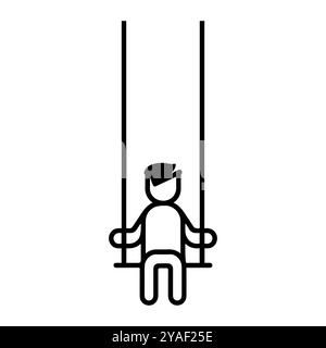 icône swing ou symbole de ligne moderne. Dessin au trait vectoriel et conception d'icône avec contour audacieux. Noir et blanc Pixel Perfect symbole minimaliste blanc isolé Illustration de Vecteur