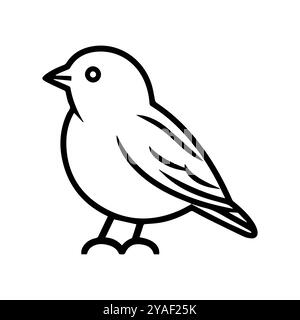 icône canari ou symbole de ligne moderne. Dessin au trait vectoriel et conception d'icône avec contour audacieux. Noir et blanc Pixel Perfect symbole minimaliste blanc isolé Illustration de Vecteur