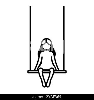 icône swing ou symbole de ligne moderne. Dessin au trait vectoriel et conception d'icône avec contour audacieux. Noir et blanc Pixel Perfect symbole minimaliste blanc isolé Illustration de Vecteur