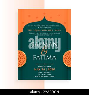 joli modèle de carte d'invitation de mariage islamique pour vecteur de couples musulmans Illustration de Vecteur