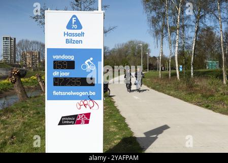 Hasselt, Limbourg, Belgique, 04 12 2022, panneau de la route cyclable F70 de Hasselt à Bilzen, Europe Banque D'Images