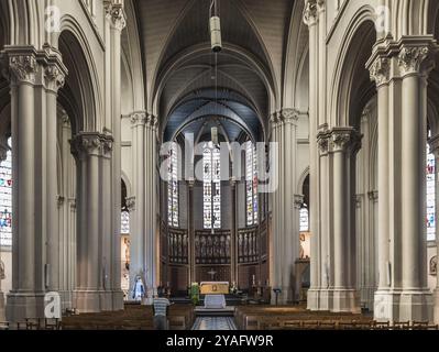 Saint Gilles, Bruxelles- Belgique, 07 08 2019, le design intérieur gothique de l'église catholique Parvis de Saint-Gilles Banque D'Images