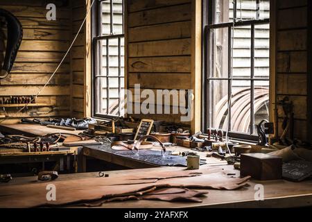 SOVEREIGN HILL, AUSTRALIE, 17 avril : un atelier à Sovereign Hill qui est un musée en plein air recréant l'atmosphère d'une ville de la ruée vers l'or à Ballara Banque D'Images