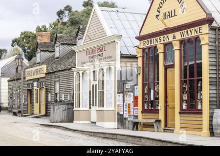 SOVEREIGN HILL, AUSTRALIE, 17 avril : Sovereign Hill est un musée en plein air recréant l'atmosphère d'une ville de la ruée vers l'or à Ballarat, en Australie, sur l'Apri Banque D'Images