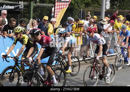 Saint Gilles, Bruxelles, Belgique, 07 08 2019 cyclistes de passage dans le dernier kilomètre de la première etappe du Tour de France 2019, Europe Banque D'Images