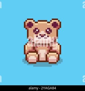 Pixel art Teddy Bear design d'actifs de jeu Illustration de Vecteur