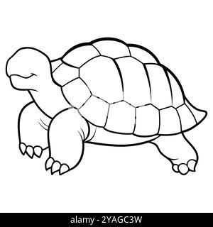 Exquise Tortue Line Art Vector détaillé, de haute qualité. Illustration d'une icône de tortue de contour de dessin animé. Illustration de Vecteur