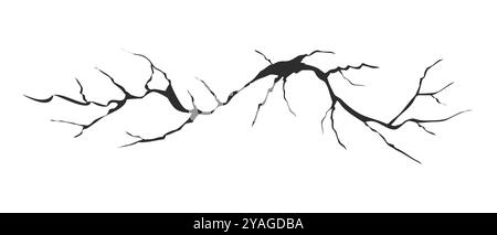 Verre fissuré, mur, oeuf, fissures dans la vue de dessus du sol. Béton, crevasses dues à la catastrophe, surface due au tremblement de terre, ruiné, surface brisée griodle, dessiné à la main. Illustration vectorielle Illustration de Vecteur