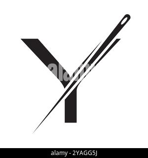 Lettre y Tailor Sewing Needle logo concept de conception pour broder, textile, mode, tissu, symbole de tissu Illustration de Vecteur