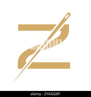 Lettre Z Tailor Sewing Needle logo concept de conception pour broder, textile, mode, tissu, symbole de tissu Illustration de Vecteur
