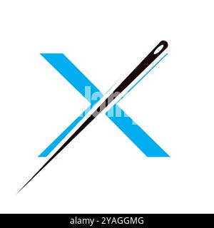 Lettre X Tailor Sewing Needle logo concept de conception pour broder, textile, mode, tissu, symbole de tissu Illustration de Vecteur