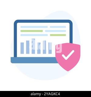 Graphique à barres à l'intérieur de l'écran de l'ordinateur portable montrant l'icône de concept d'analyse de données Illustration de Vecteur