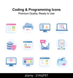 Obtenez ces icônes de codage et de programmation incroyables et uniques Illustration de Vecteur