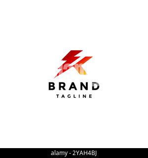 Lettre initiale K Thundered logo Design. Logo symbole éclair en forme de lettre K. Illustration de Vecteur