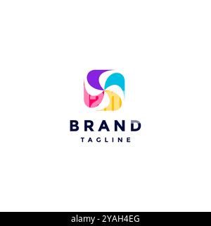 Logo Spinning Multi Colored Propeller. Conception du logo de quatre hélices couleur rotatives. Illustration de Vecteur