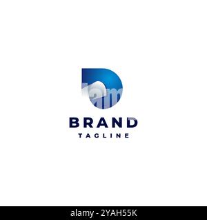 Courbes de papier à l'intérieur de la lettre initiale d logo Design. Lettre d initiale avec conception de coins courbés en papier. Illustration de Vecteur