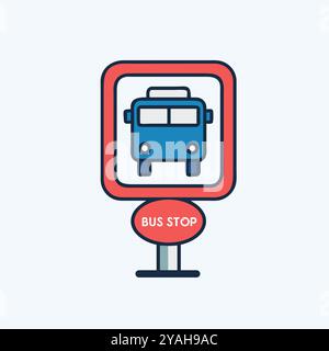 image d'art vectorielle d'icône d'arrêt de bus. Illustration de Vecteur