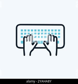 Taper sur le clavier par les mains images vectorielles d'art. Illustration de Vecteur