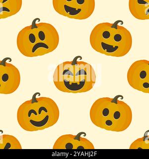 Motif sans couture festif d'Halloween avec des citrouilles. Fond vectoriel EPS10 Illustration de Vecteur