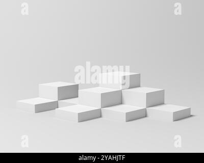 Présentation du produit. Afficher les plinthes. Support. Couleur blanche. 3d illustration. Banque D'Images