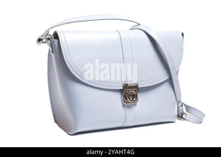 Sac en cuir bleu clair pour femme. Banque D'Images