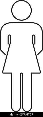 Icône ligne de pose humaine simple. Affiche de contour debout de personne. Pictogramme de figure minimaliste de femme. Contour modifiable. Illustration vectorielle isolée Illustration de Vecteur