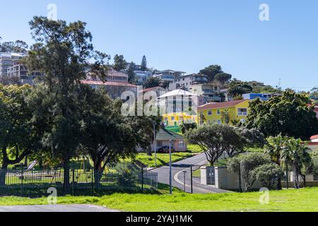Une vue panoramique du quartier de Bo-Kaap au Cap, Afrique du Sud Banque D'Images