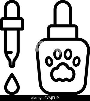 Icône gouttes pour les yeux et les oreilles d'animal familier. Vector Outline signe modifiable de médicament pipette vétérinaire essentiel pour la santé et le bien-être des animaux de compagnie. Icône de toilettage Illustration de Vecteur